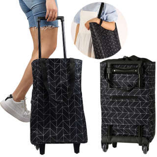 Nákupný vozík, čierny polyester